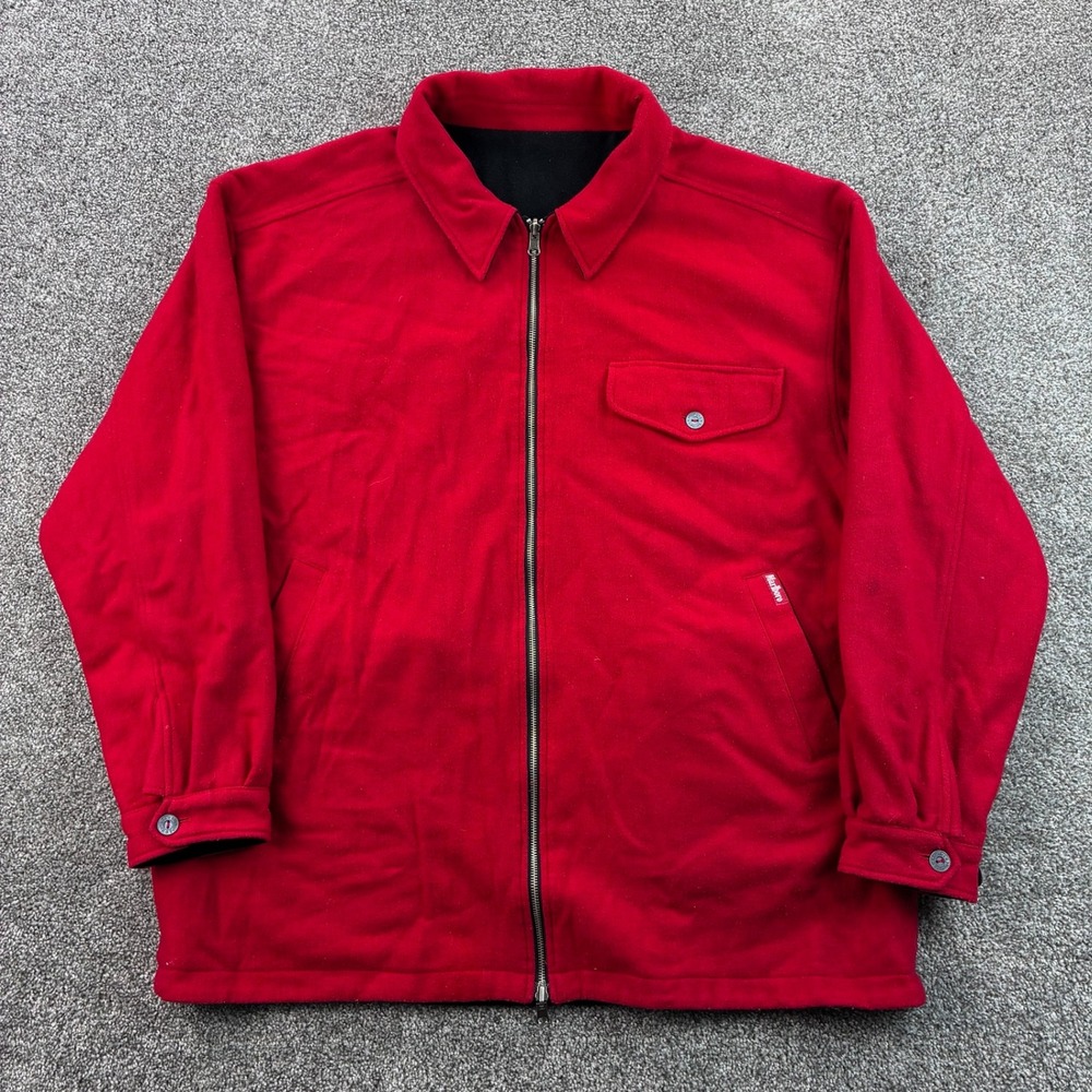 Vintage Marlboro Jacket Mens XL Red Black Full Zip Reversible Wool Smoking - Picture 1 of 7